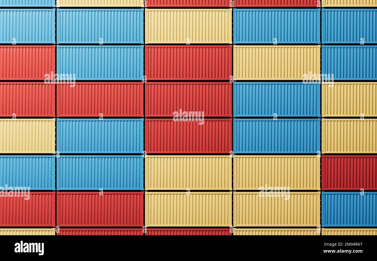 Cargo container, freight and export, 3d rendering. Digital drawing ...