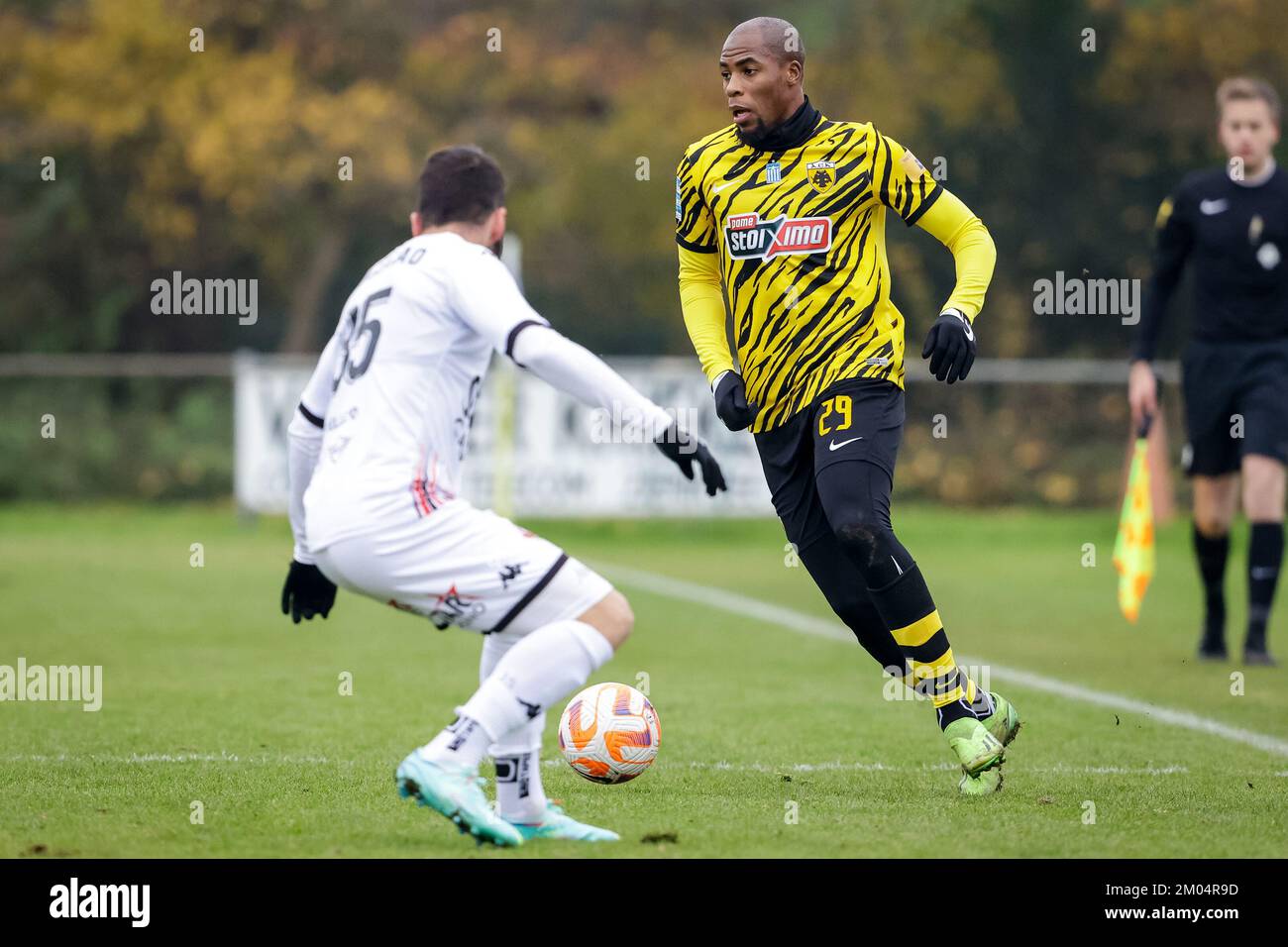 BURGH-HAAMSTEDE, NETHERLANDS - DECEMBER 4: Djibril Sidibe of AEK Athens during the Friendly match between AEK Athens and RFC Seraing at Sportpark van Zuijen on December 4, 2022 in Burgh-Haamstede, Netherlands (Photo by Broer van den Boom/Orange Pictures) Stock Photo