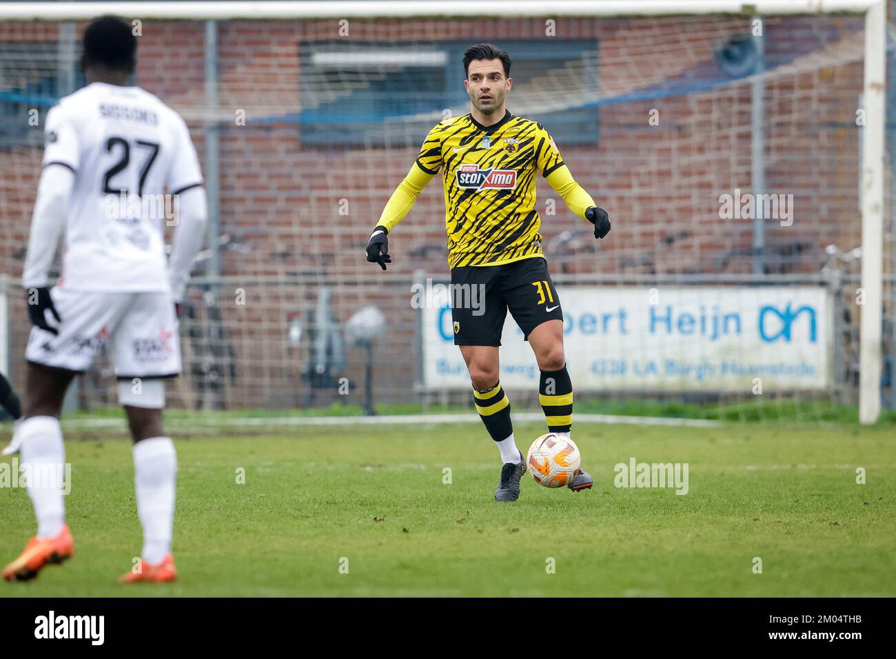 BURGH-HAAMSTEDE, NETHERLANDS - DECEMBER 4: Giorgos Tzavelas of AEK Athens during the Friendly match between AEK Athens and RFC Seraing at Sportpark van Zuijen on December 4, 2022 in Burgh-Haamstede, Netherlands (Photo by Broer van den Boom/Orange Pictures) Stock Photo