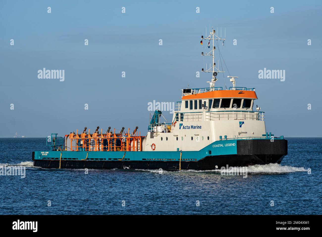 Acta Marine offshore service supply vessel COASTAL LEGEND on the river Elbe Stock Photo