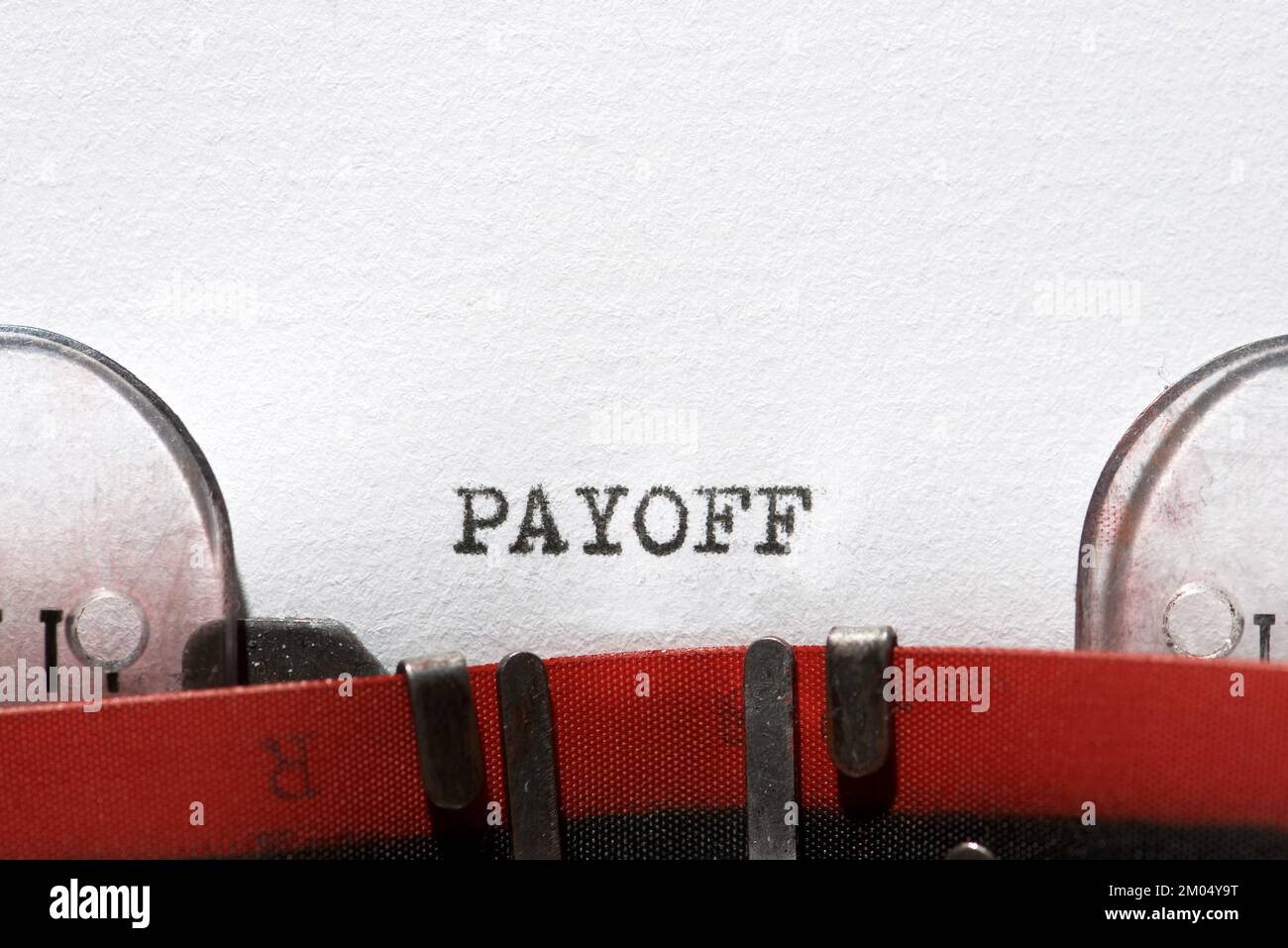 Payoffs Sign Payoff word written with a typewriter Stock Photo - Alamy