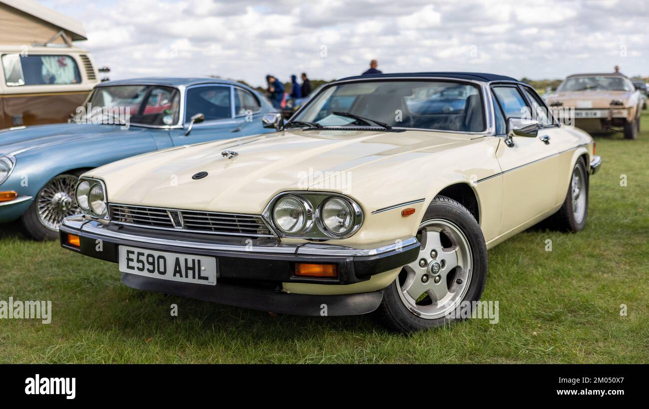 1987 Jaguar XJ-SC ‘E590 AHL’ on display at the October Scramble held at the Bicester Heritage Centre on the 9th October 2022 Stock Photo
