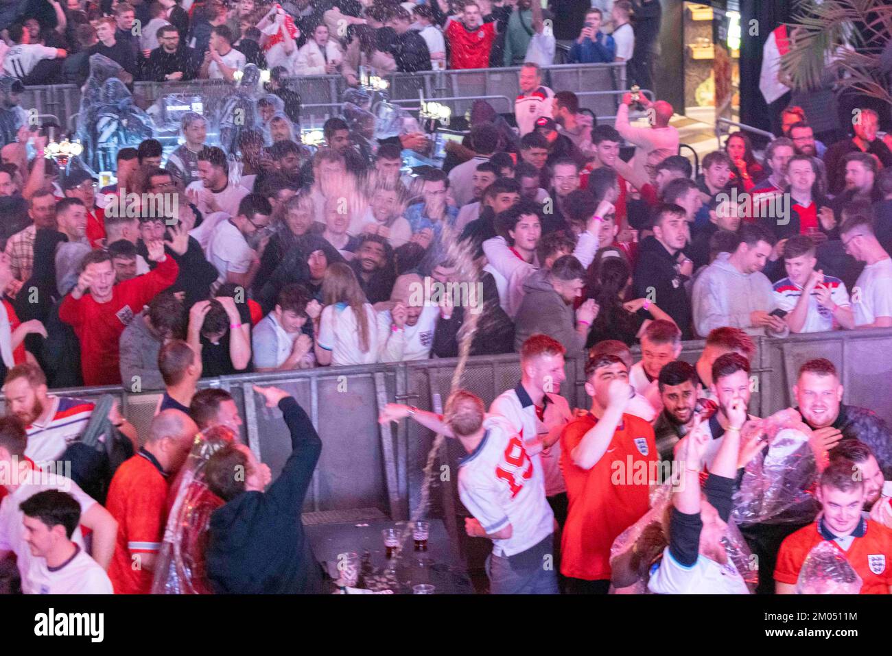 Football fans in support of England team gather at Boxpark Wembley to