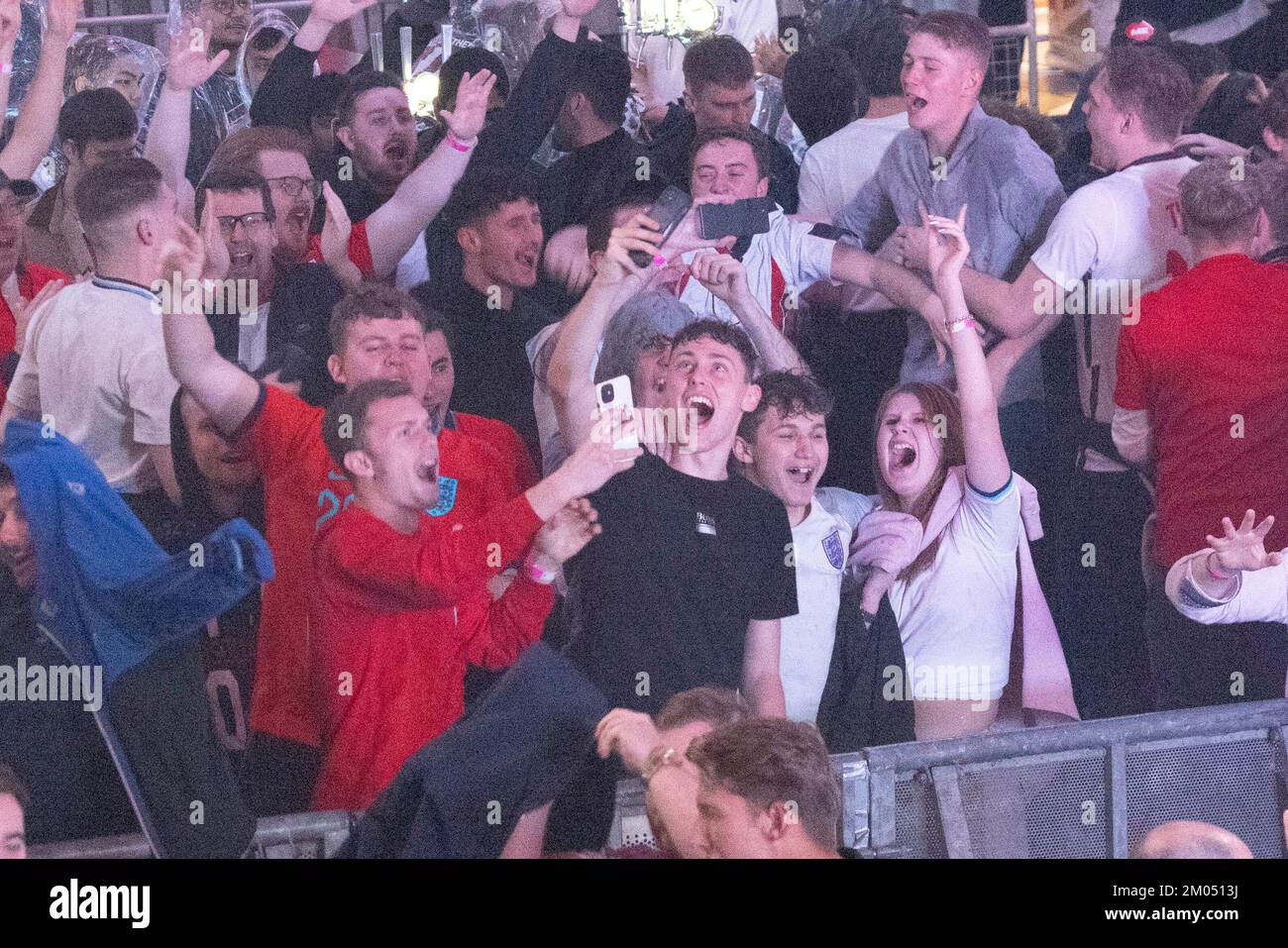 Football fans in support of England team gather at Boxpark Wembley to
