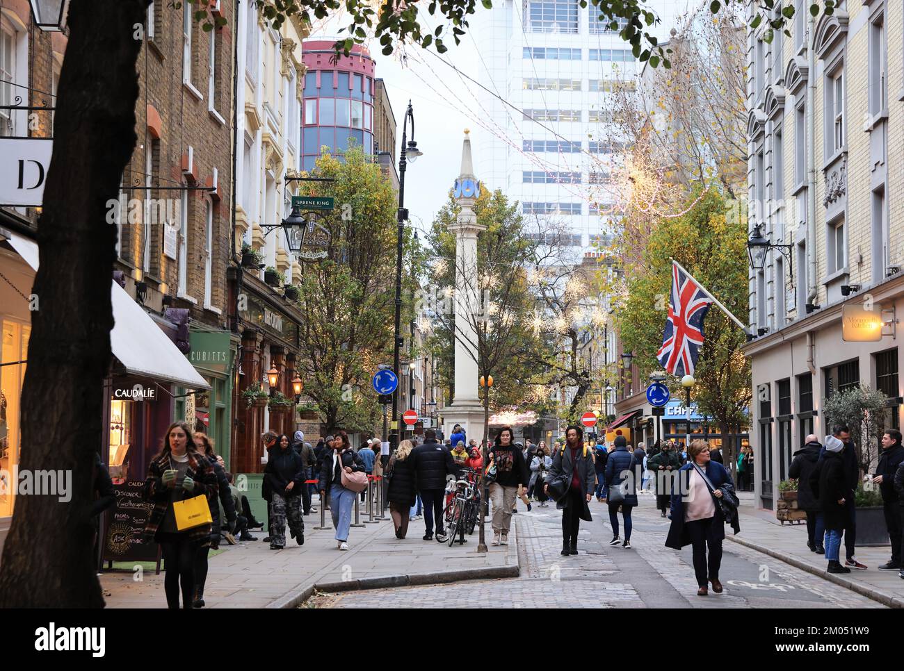 Seven Dials shopping district in Covent Garden, very busy in the Christmas season, 2022, despite the cost of living crisis, in central London, UK Stock Photo