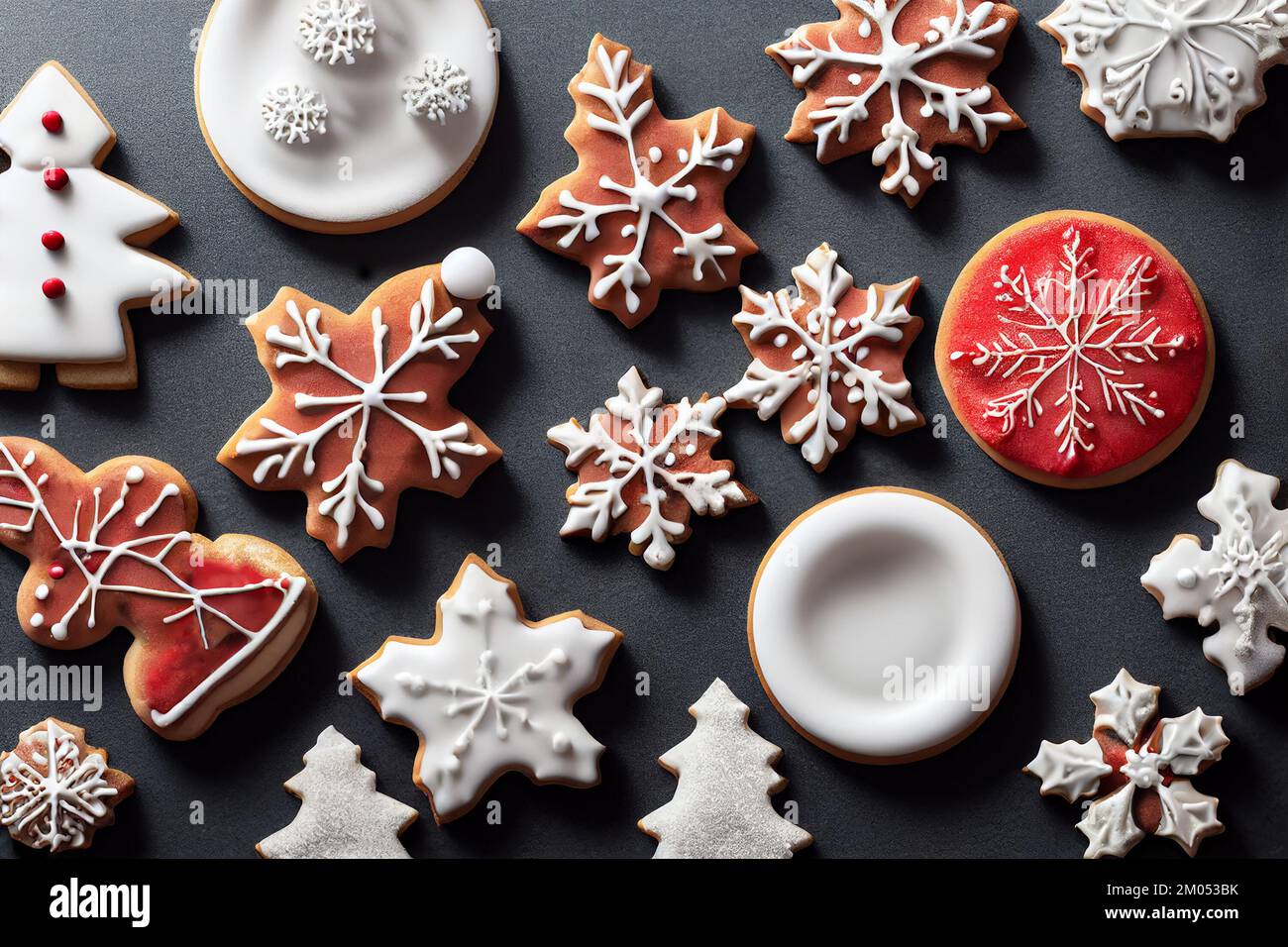 homemade christmas cookies in different shapes Stock Photo