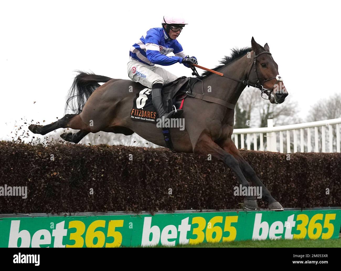 Pic D'orhy ridden by jockey Harry Cobden on their way to winning the Fitzdares Peterborough Chase at Huntingdon Racecourse, Cambridgeshire. Picture date: Sunday December 4, 2022. Stock Photo