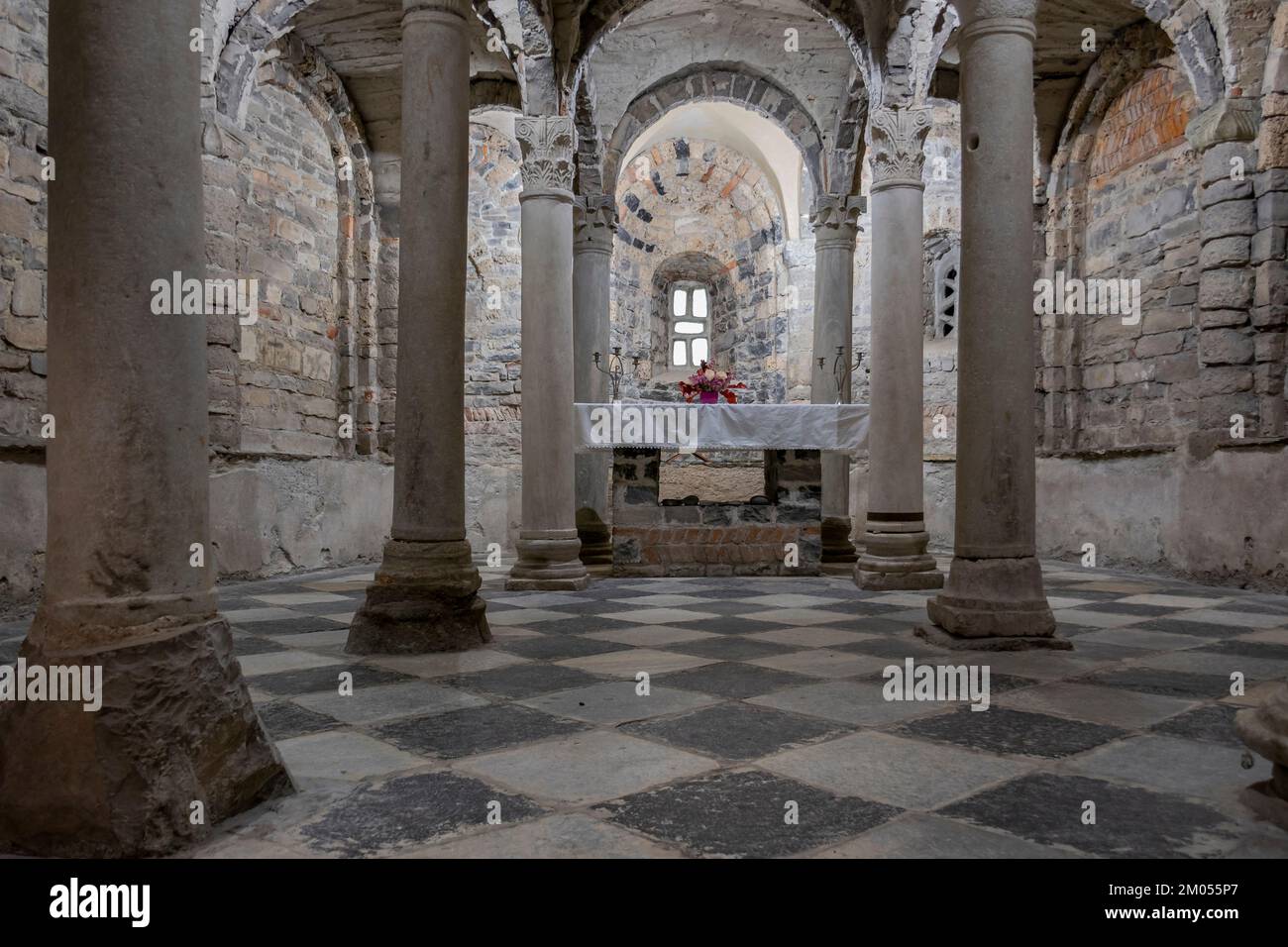 crypt of the church of st stefano at lenno on lake como low viewpoint Stock Photo