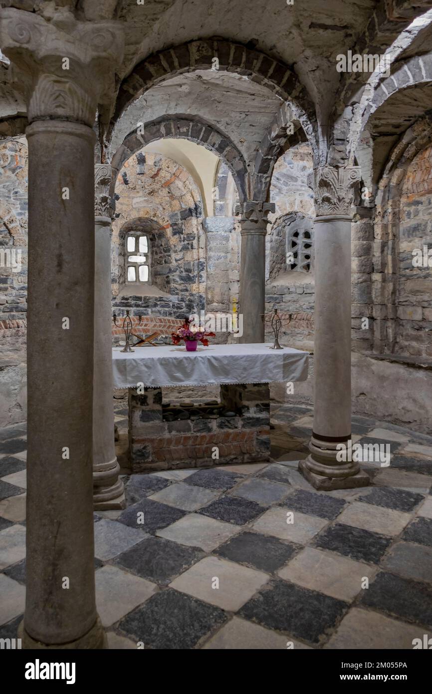 crypt of the church of st stefano at lenno on lake como vertical format Stock Photo