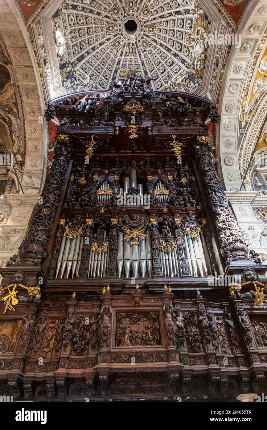 ornate pipe organ in the basilica of the madonna at tirano italy Stock Photo