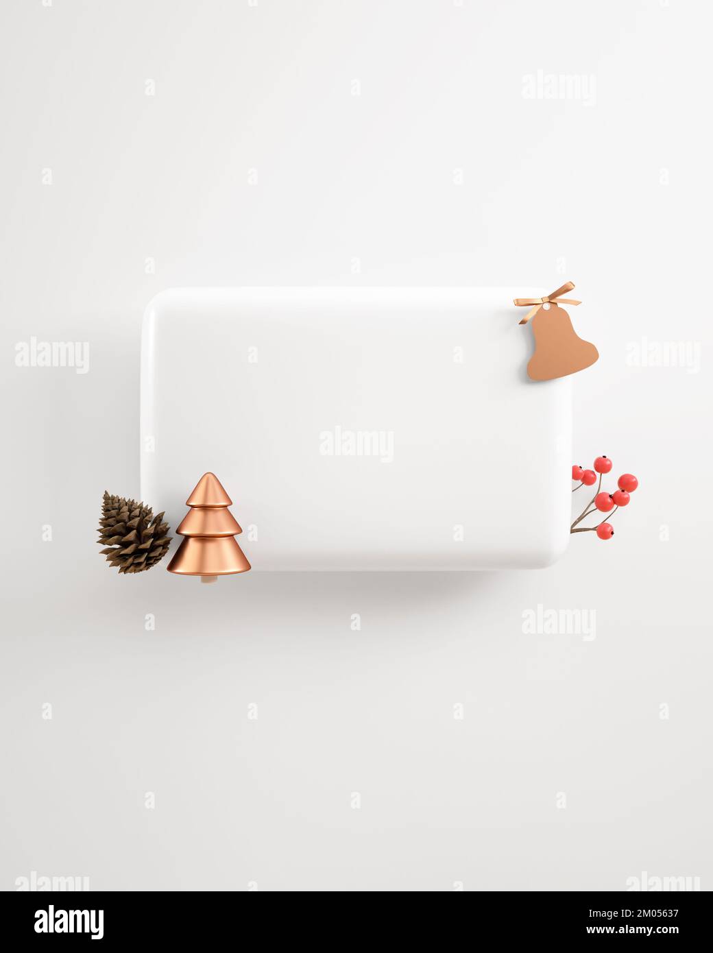 Christmas message text box template with festive ornaments on a white ...