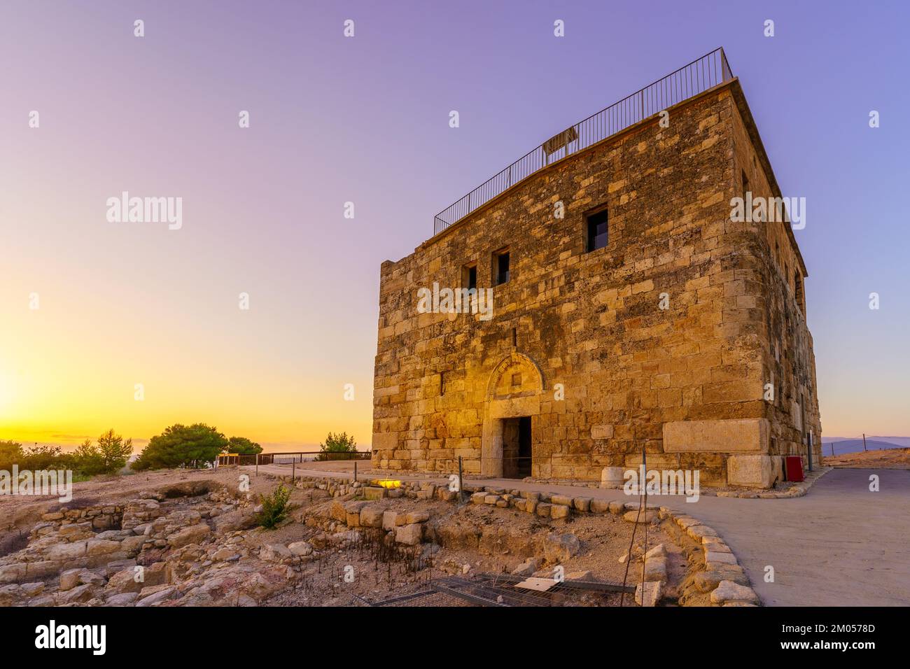 Sunset view of the Crusader Castle, in Tzipori National Park, Northern Israel Stock Photo