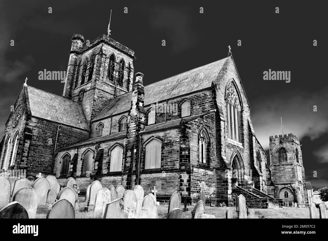 St Hilary's Church, Wallasey, Wirral, UK - black & White Stock Photo