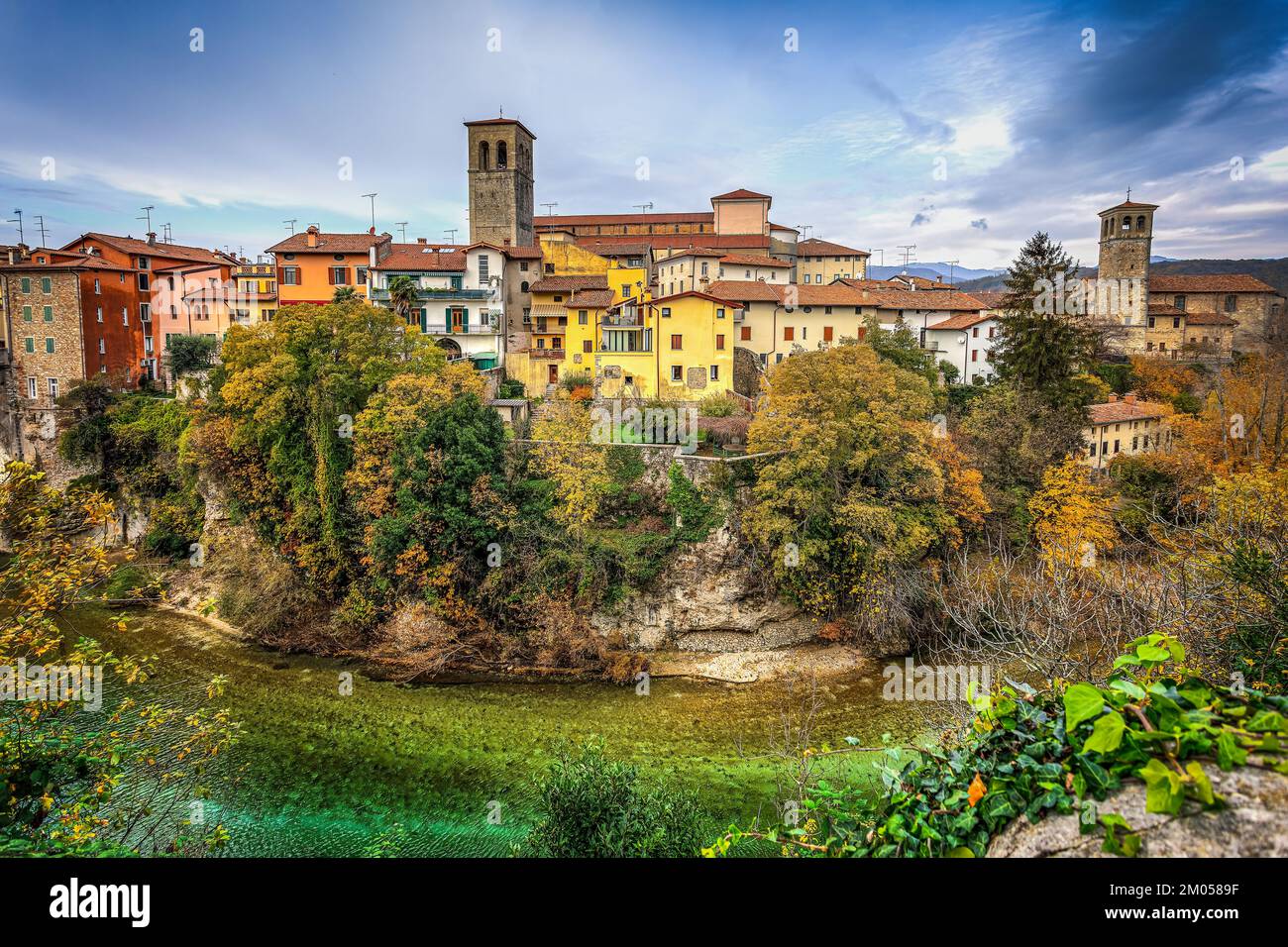 View of the Cividale del Friuli village and the Natisone River. Photo taken on 29th of November 2022 in the Cividale del Friuli village, Udine provinc Stock Photo