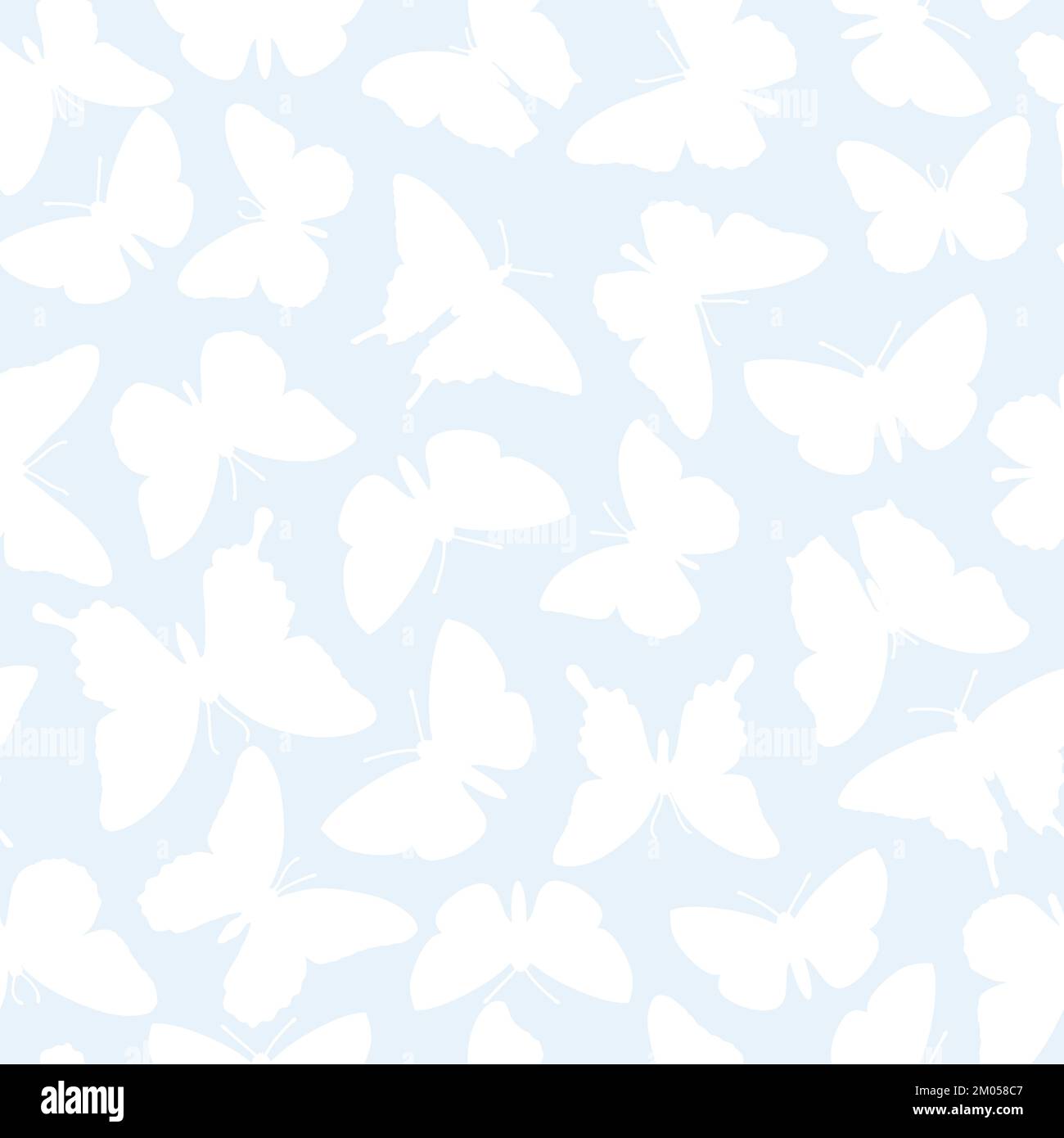 Vector butterfly seamless repeat pattern design background. Random butterfly silhouette, light pastel pattern for wrapping napkins. Stock Vector