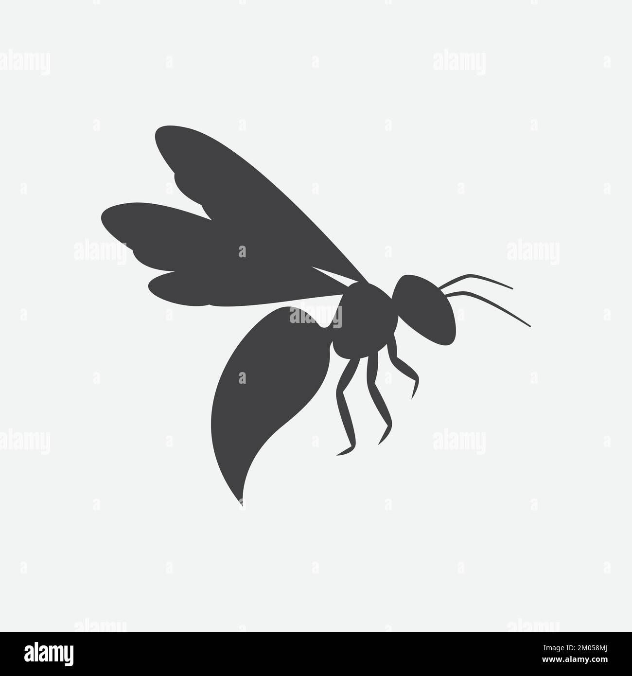 Bee icon design element. Bee insect silhouette. Vector illustration Stock Vector