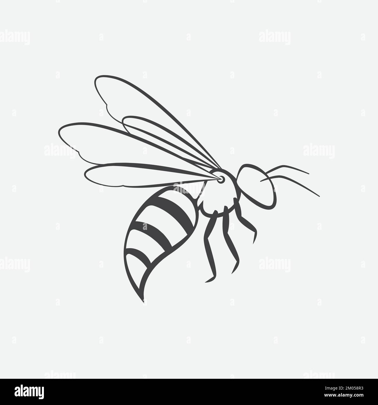 Bee icon design element. Bee insect silhouette. Vector illustration Stock Vector