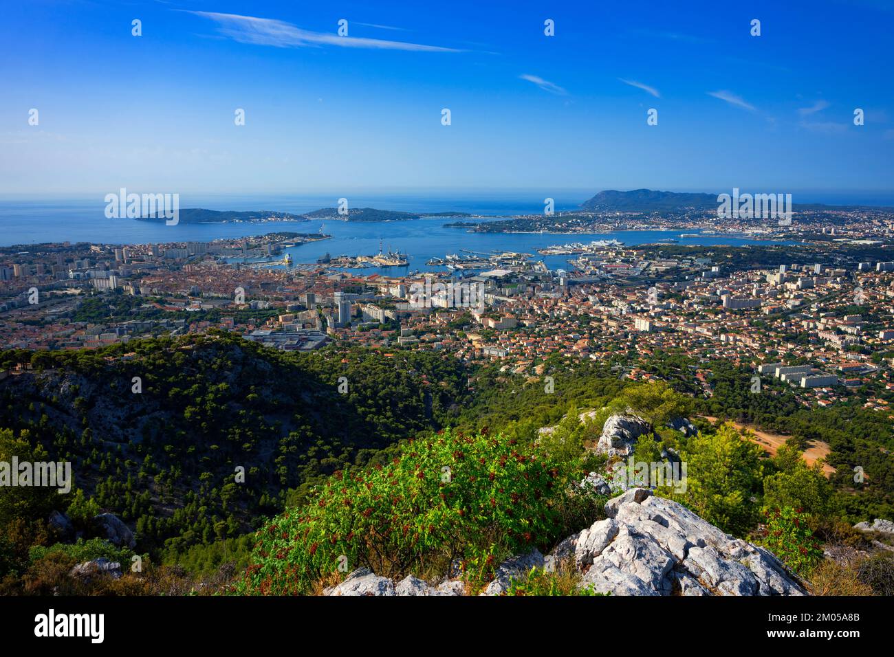 Famous view of Toulon from the top of the hill, France. Stock Photo