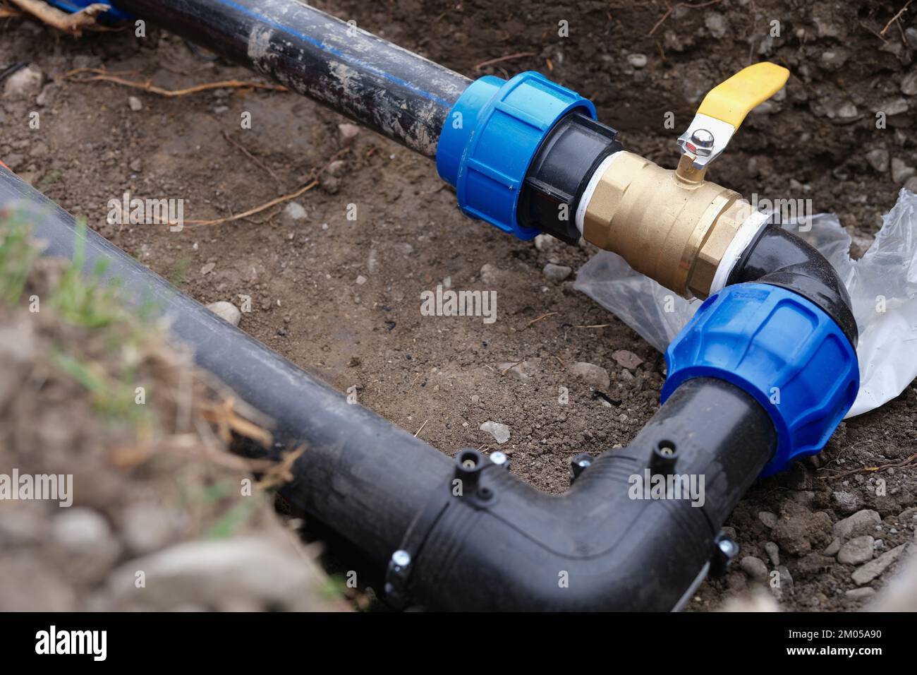 PVC outdoor plumbing system for house water supply Stock Photo Alamy