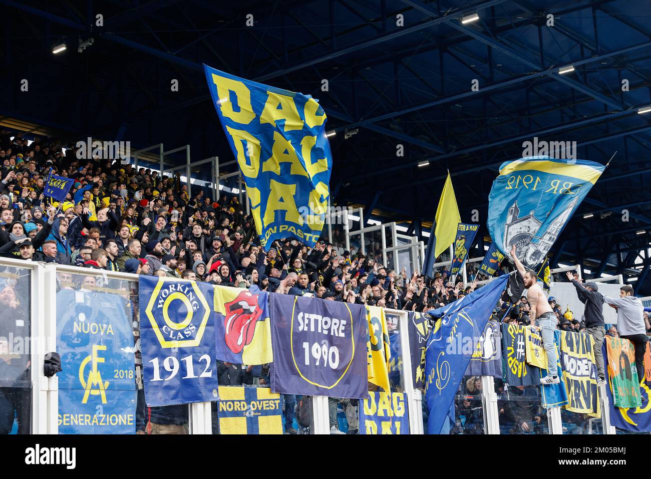 Fans of Modena during SPAL vs Modena FC, Italian soccer Serie B