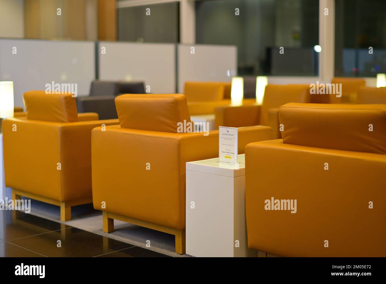 Cathay Pacific (CX) Business and First Class Lounge, San Francisco International Airport CA Stock Photo