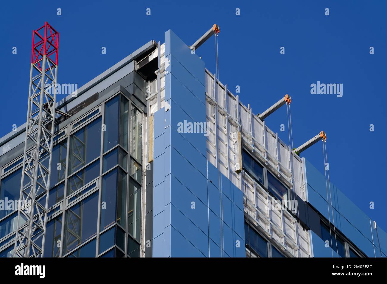 High rise residential building of flats with cladding being replaced with fire resistant materials Stock Photo