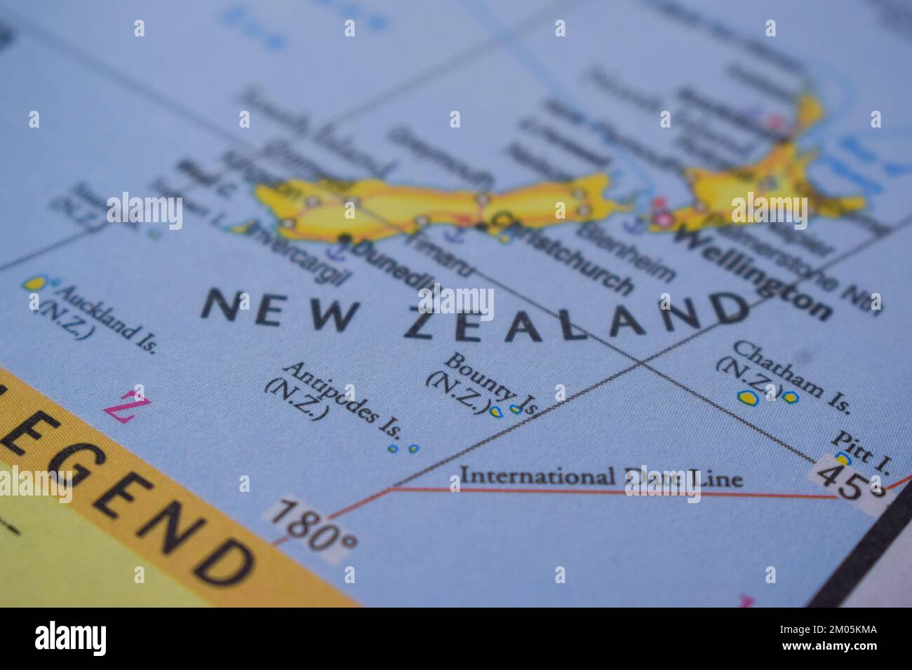 New Zealand Country Name On The Political World Map Very Macro CloseUp