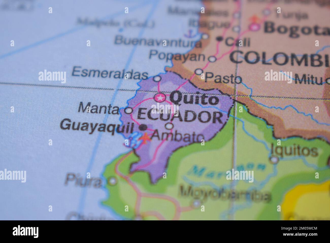 Detailed Map Ecuador Capital City Hi Res Stock Photography And Images Ecuador Country Name On The Political World Map Very Macro Close Up View 2M05MCM 