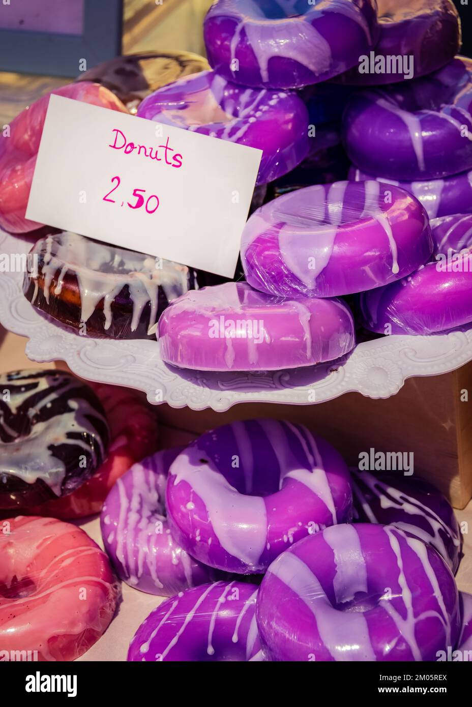 Soap donuts on Brihuega's street market - July Lavander Festival Stock Photo