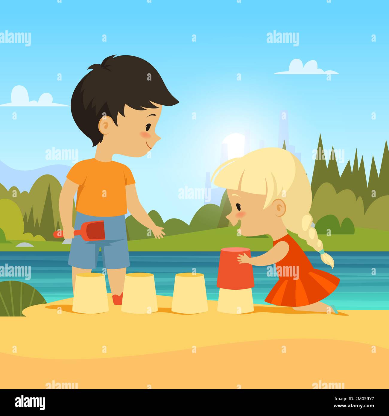 2 kids and 1 sandbox
