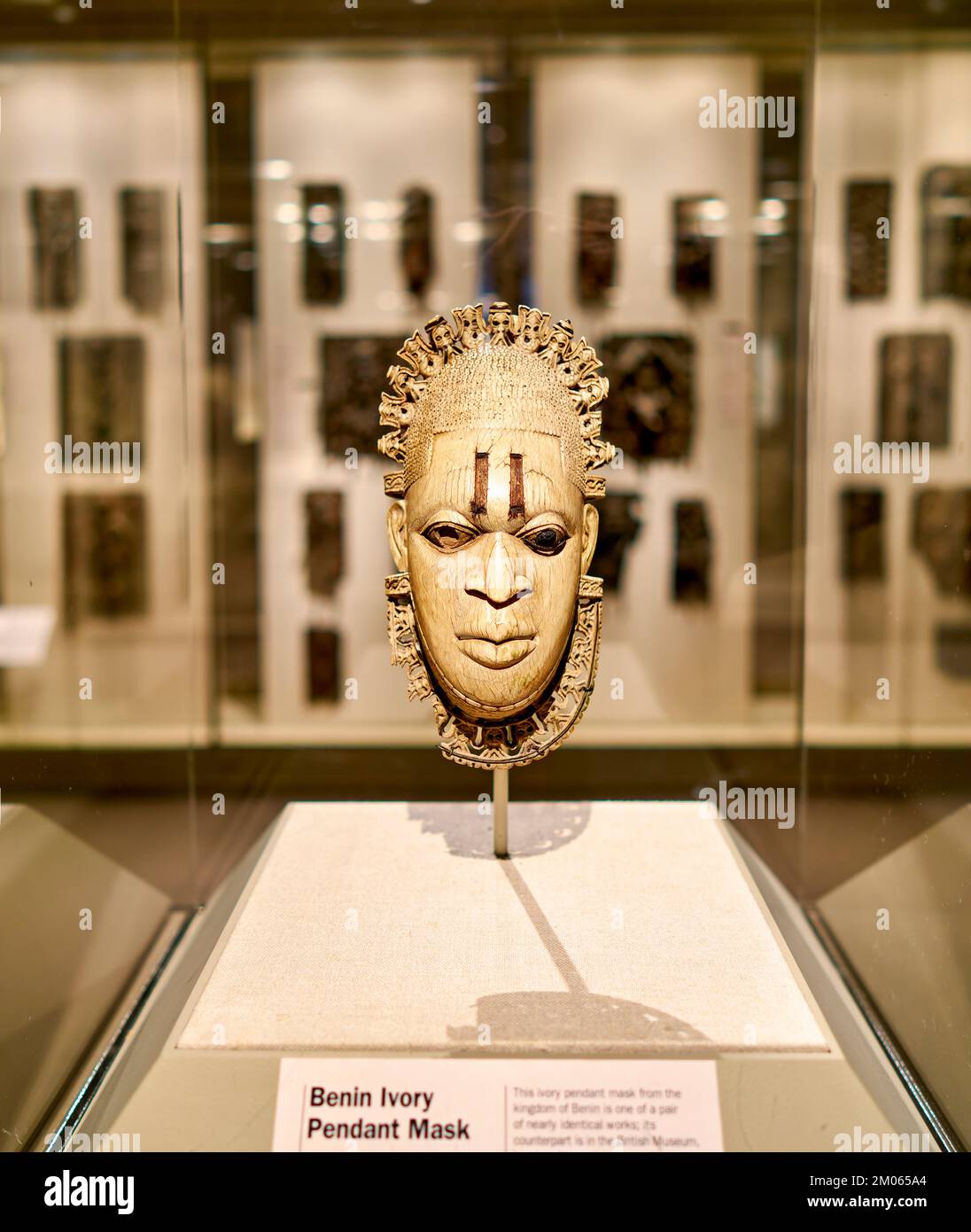 New York. Manhattan. United States. The Metropolitan Museum of Art. Benin Ivory Pendant Mask Stock Photo