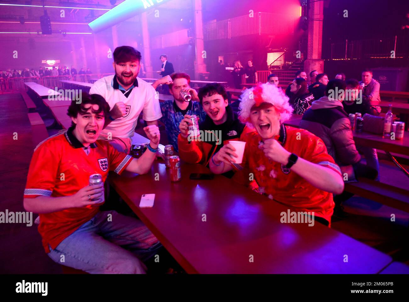 England fans at the Mayfield Depot in Manchester, before watching a