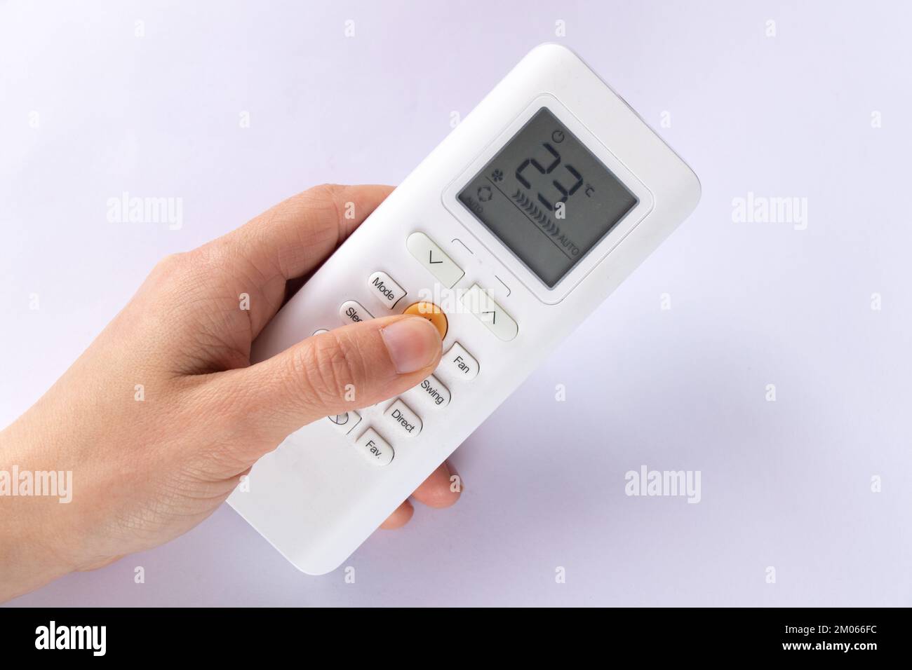 white remote control from air conditioner on a white background Stock Photo