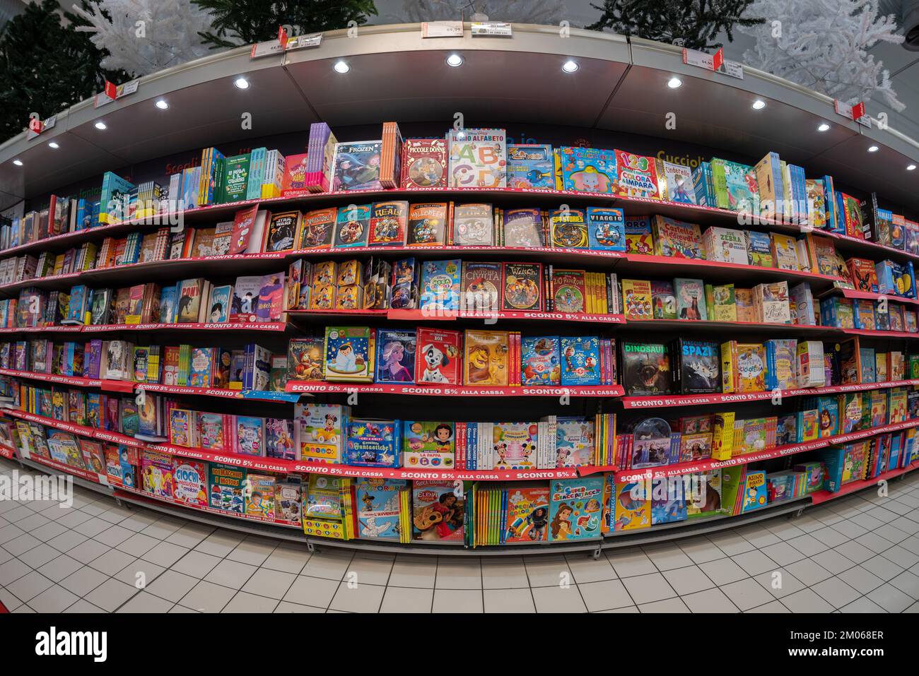Cuneo, Italy November 30, 2022 books for kids and children displayed