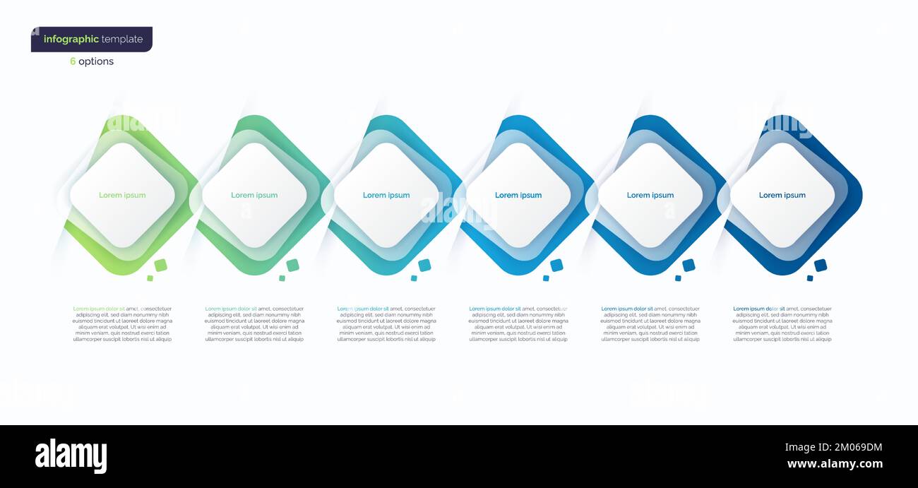 Abstract vector gradient minimalistic infographic template composed of 5 rounded squares Stock Vector