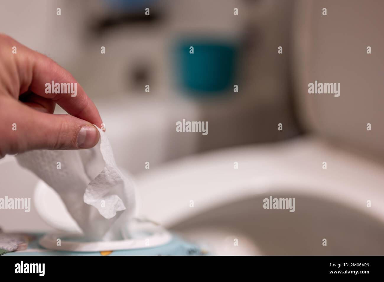 Disposable wipes being flushed down a toilet where they can cause
