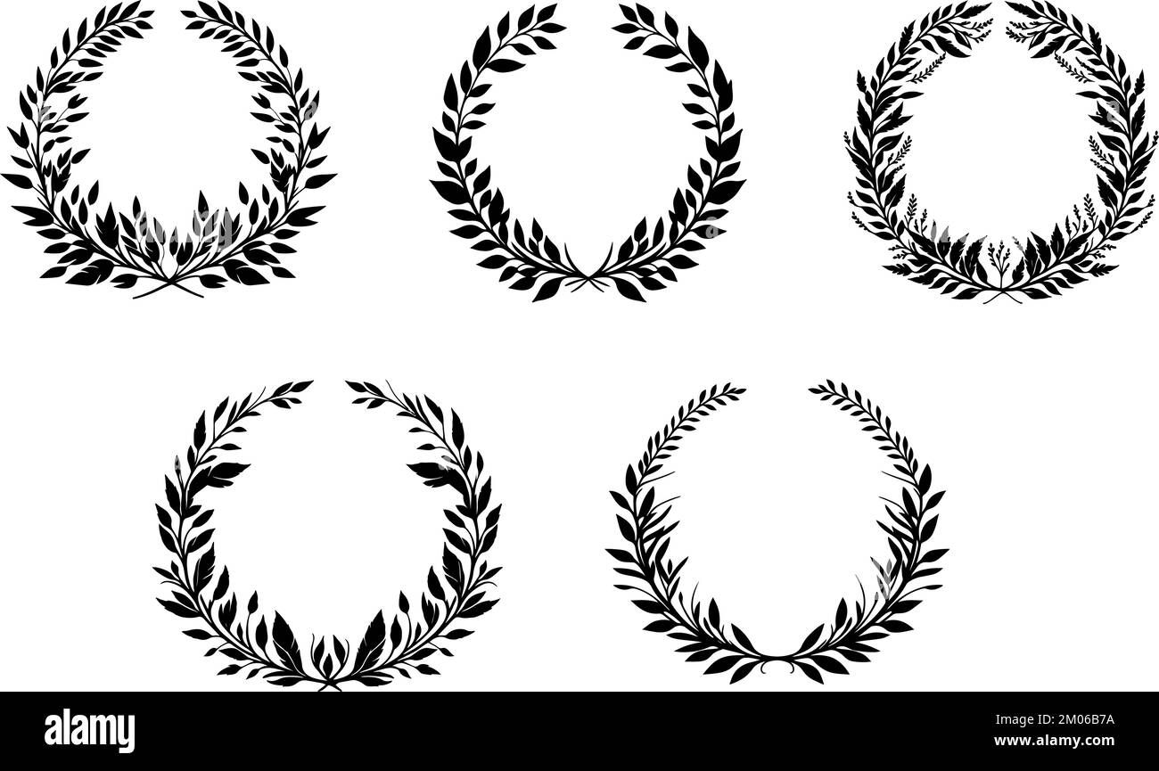 Set of vector laurels, leaves, floral frames, logo elements templates ...