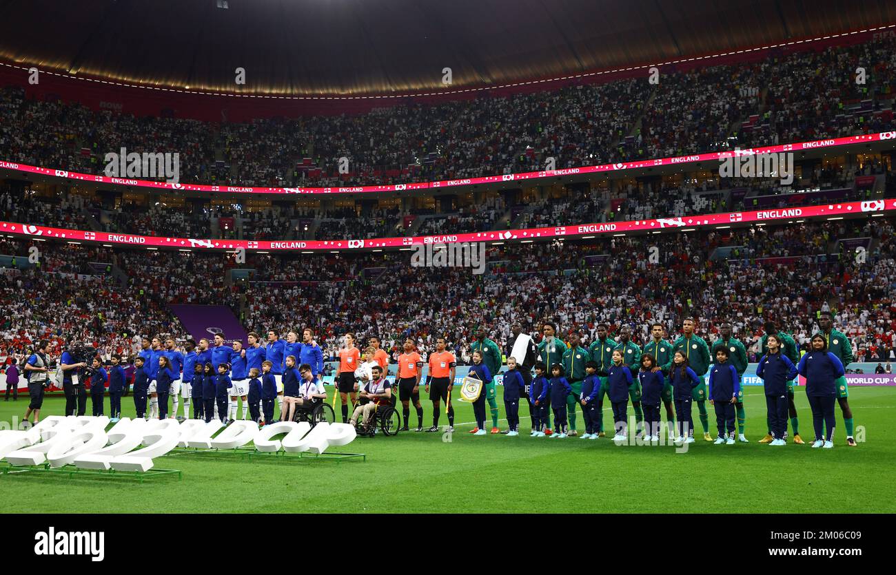 Al Khor, Qatar. 4th Dec, 2022. General view of the teams as they line up during the FIFA World Cup 2022 match at Al Bayt Stadium, Al Khor. Picture credit should read: David Klein/Sportimage Credit: Sportimage/Alamy Live News Stock Photo