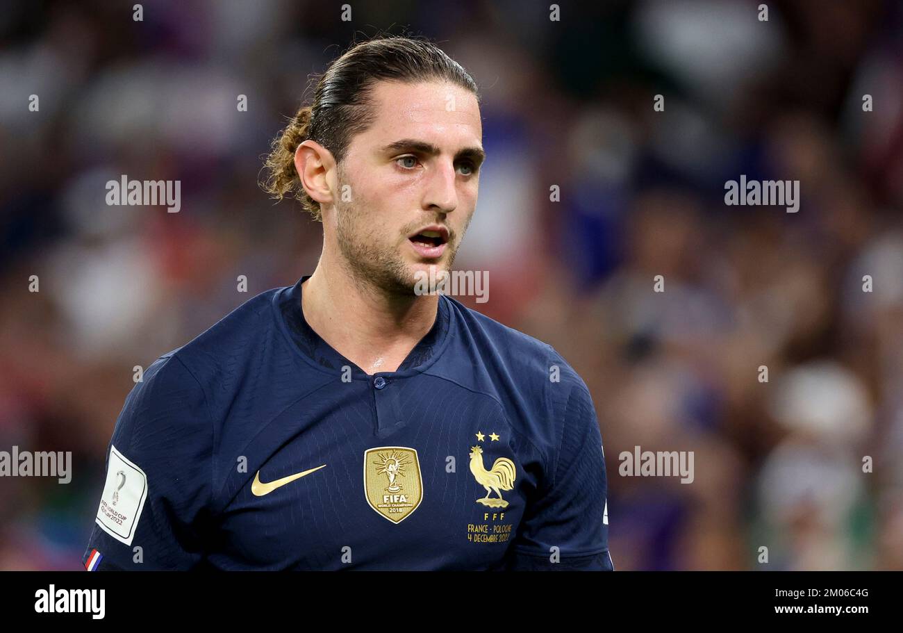Adrien Rabiot of France during the FIFA World Cup 2022, Round of 16 football match between France and Poland on December 4, 2022 at Al Thumama Stadium in Doha, Qatar - Photo Jean Catuffe / DPPI Stock Photo