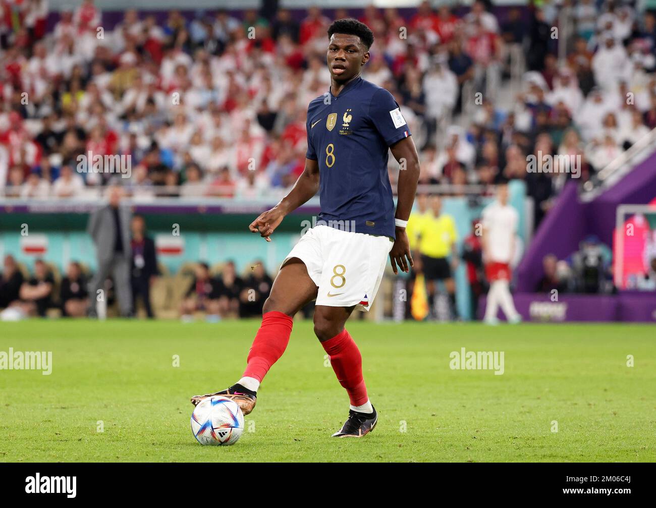 Aurelien Tchouameni of France during the FIFA World Cup 2022, Round of 16 football match between France and Poland on December 4, 2022 at Al Thumama Stadium in Doha, Qatar - Photo Jean Catuffe / DPPI Stock Photo