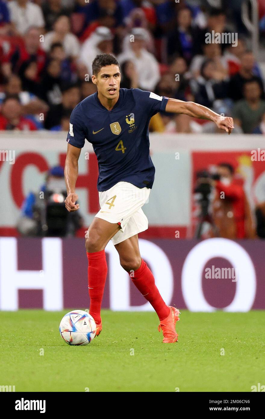 Raphael Varane of France during the FIFA World Cup 2022, Round of 16 football match between France and Poland on December 4, 2022 at Al Thumama Stadium in Doha, Qatar - Photo Jean Catuffe / DPPI Stock Photo