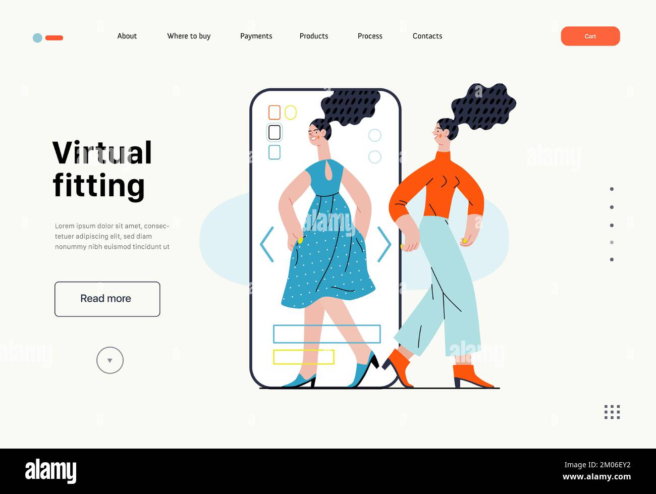 Virtual fitting Online shopping and electronic commerce series modern flat vector concept