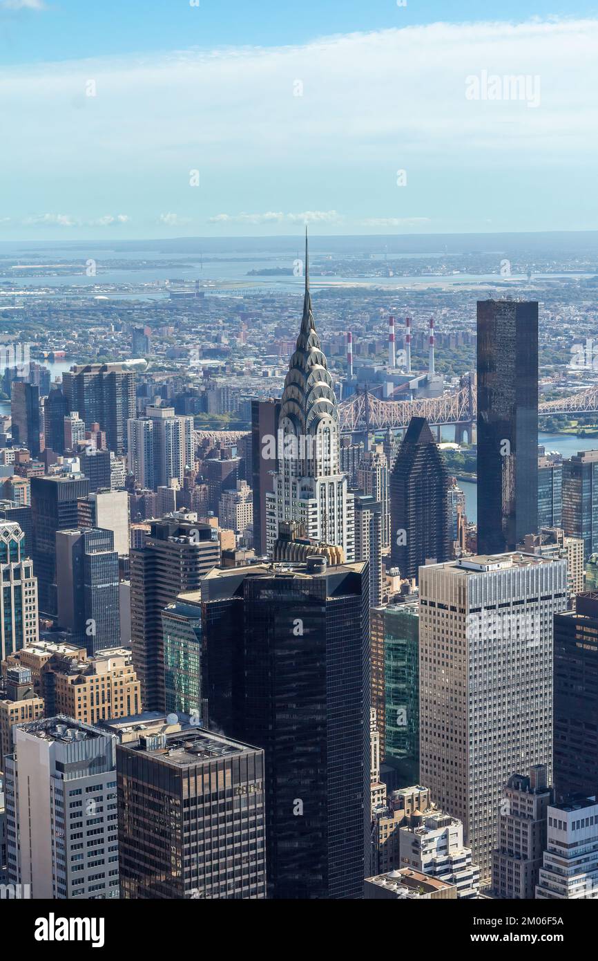 Aerial view of Midtown Manhattan and East River in New York City ...