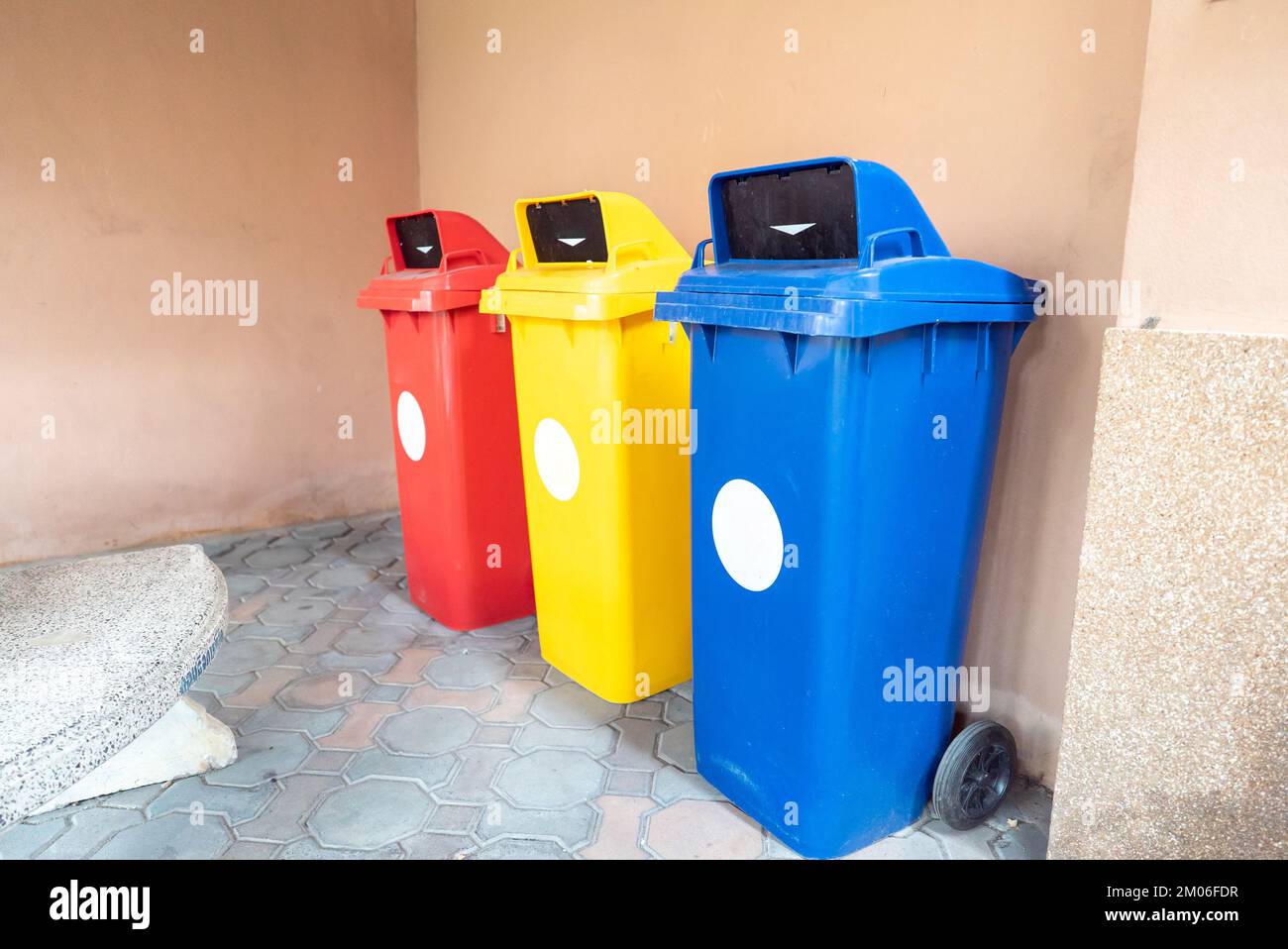 Colorsegregated bins for proper waste separation Stock Photo Alamy