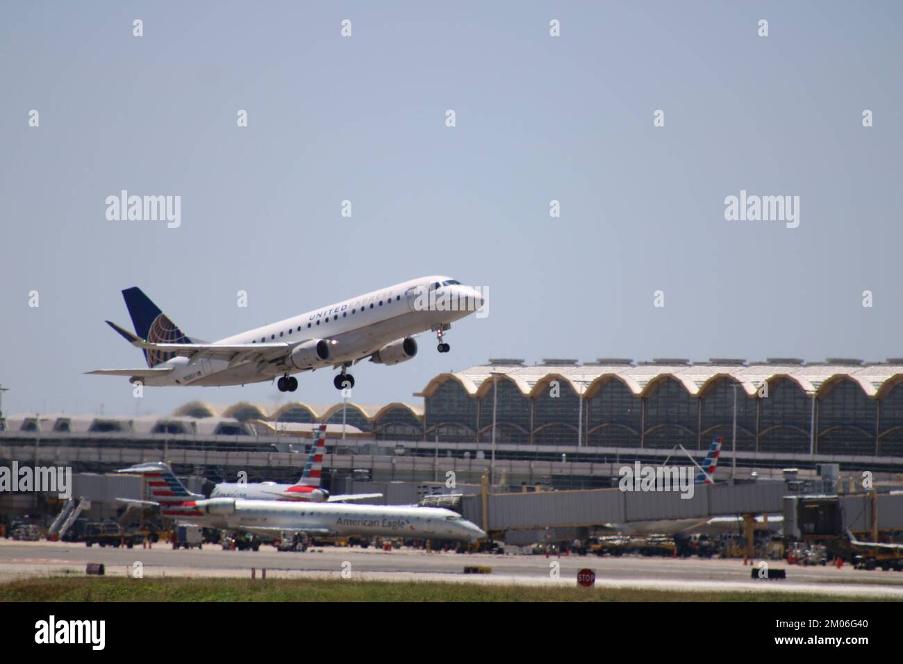 United Express taking off from Reagan National Airport in Washington DC Stock Photo