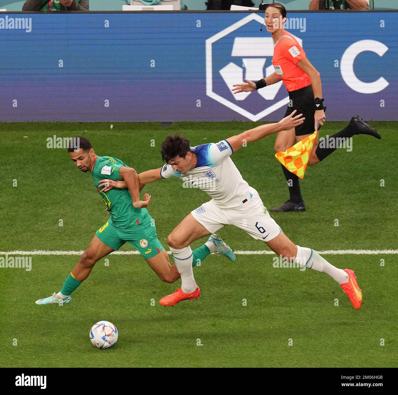 Al Khor, Qatar. 4th Dec, 2022. Assistant referee Kathryn Nesbitt (top ...