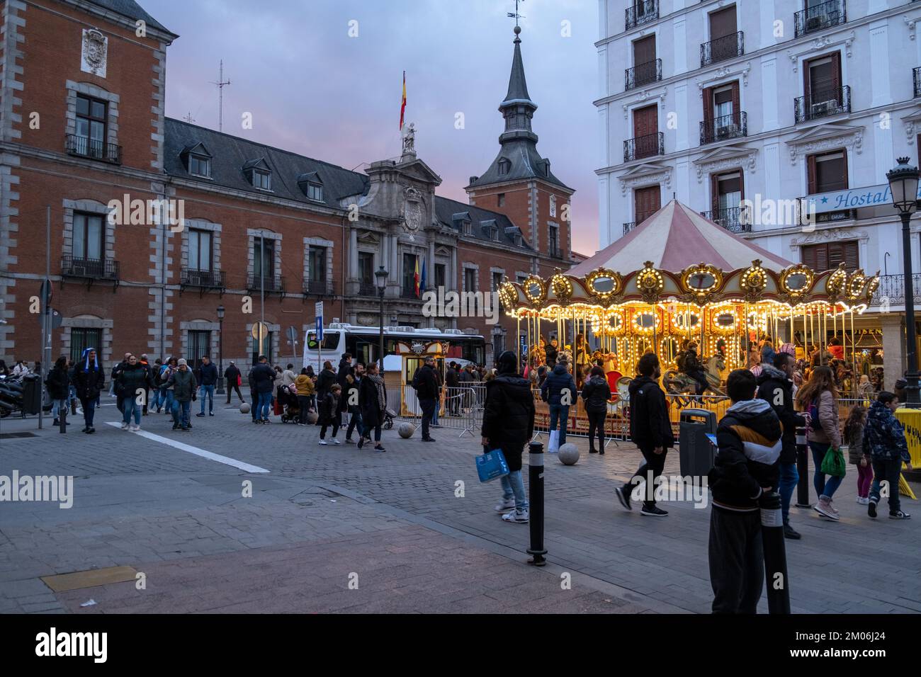 Madrid, Spain December 03 2022. Christmas Market on the Plaza Mayor