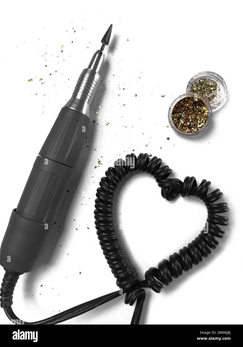 Micromotor fraser with a nozzle, a tool for manicure. Nail salon Stock