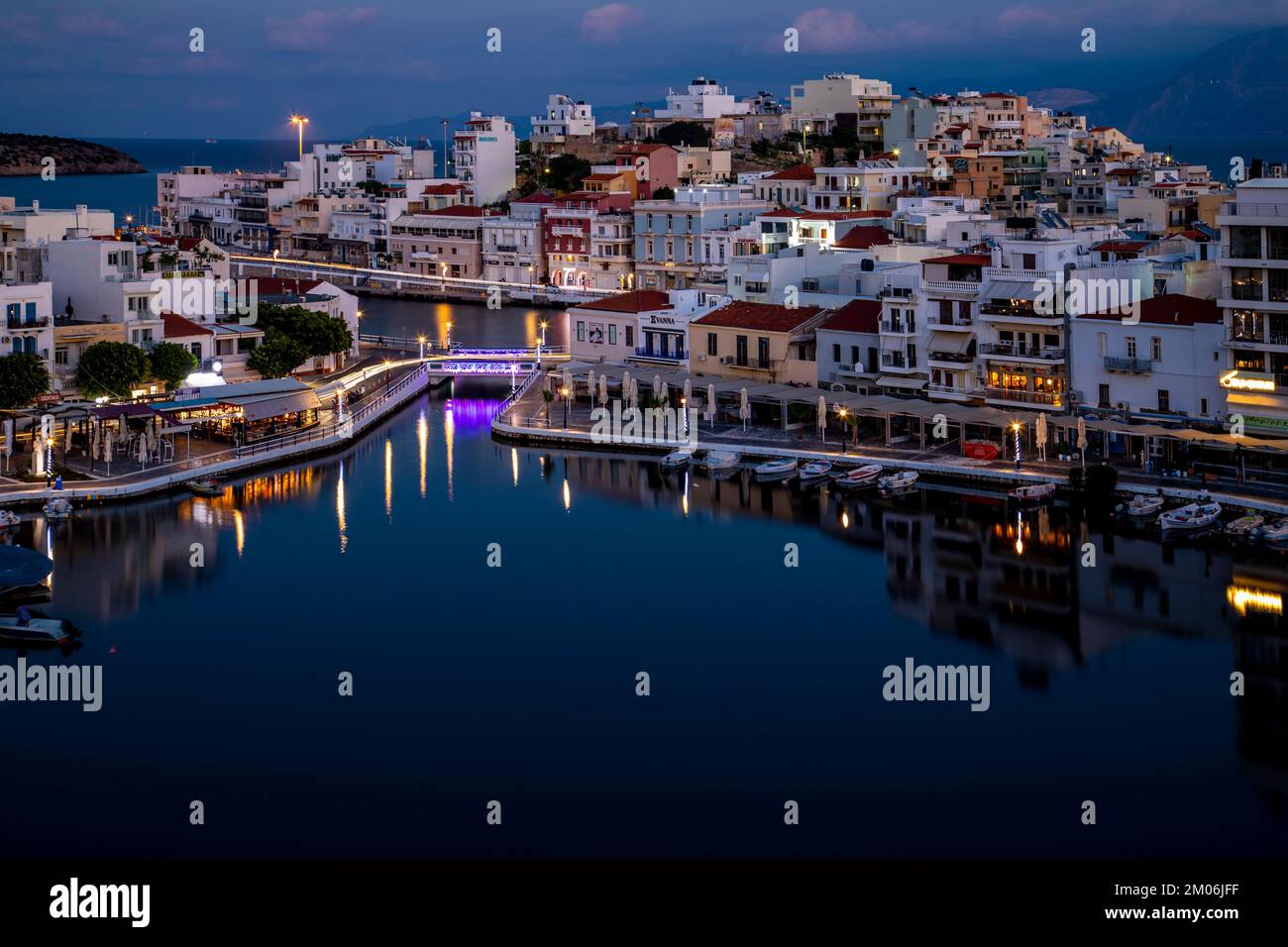 The lake of Agios NIkolaos CIty Crete Greece Stock Photo