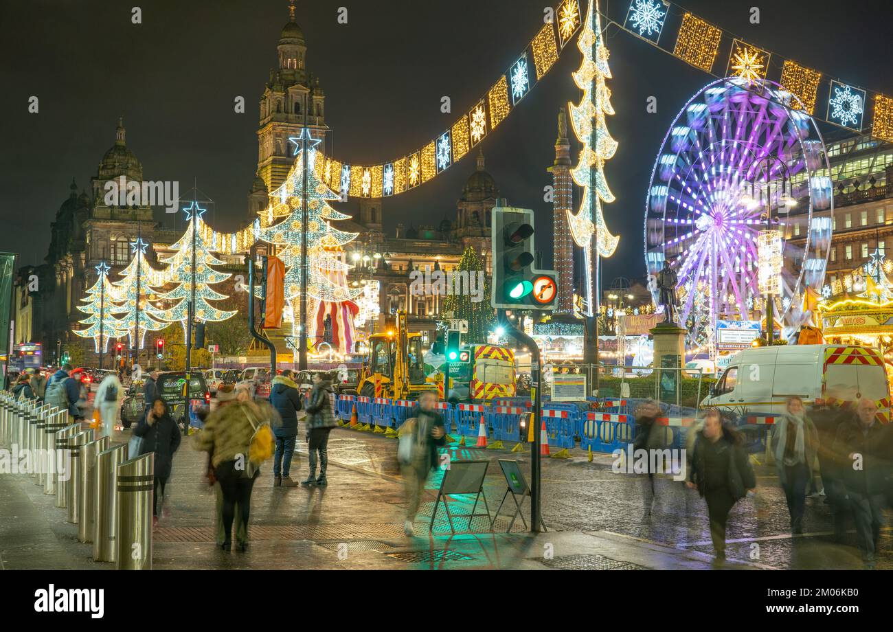 Square, Glasgow, with the Chrismas lights, fair and City